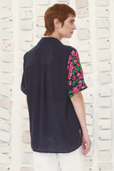 Silk Printed Emb Shirt