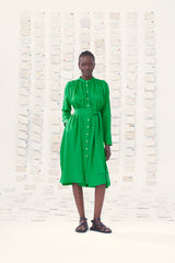 HAND OVEN SOLID COTTON SILK DRESS