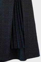 Pleated Windowpane Skirt