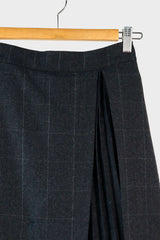 Pleated Windowpane Skirt