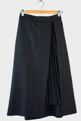 Pleated Windowpane Skirt