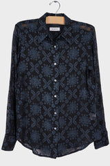 Sheer Emb Button Shirt