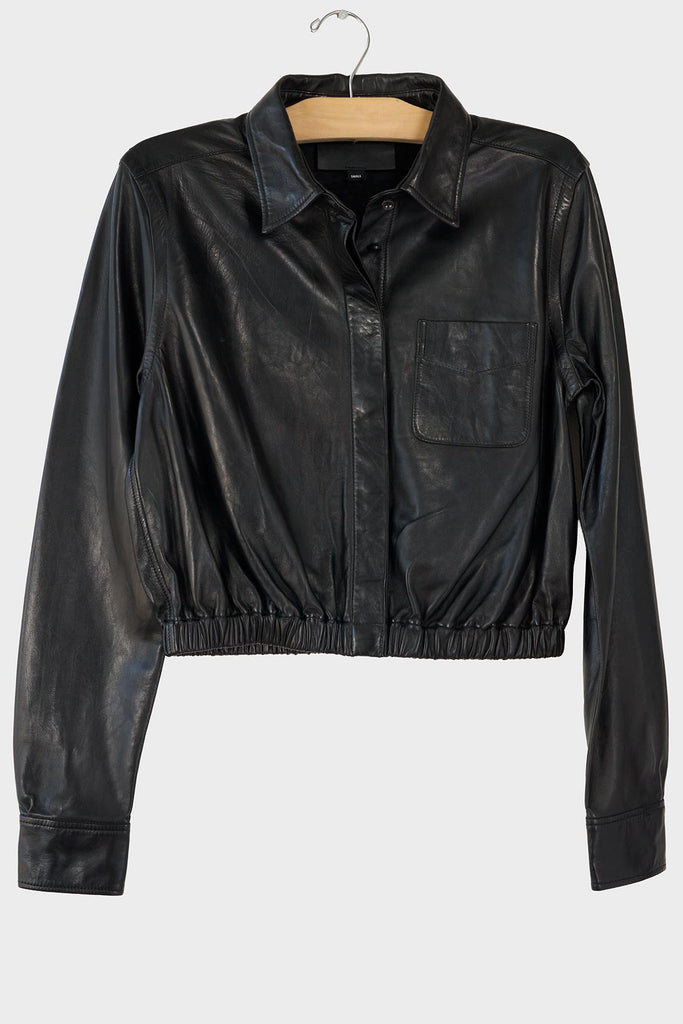 Leather Crop Boxy Shirt