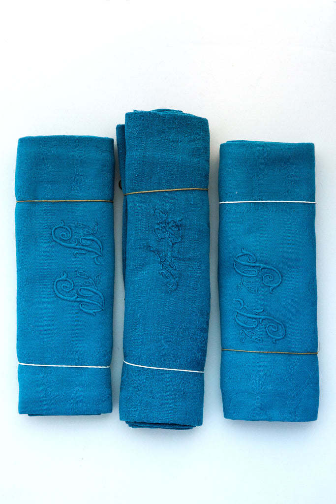 Vintage Hand Dyed Teal Napkin