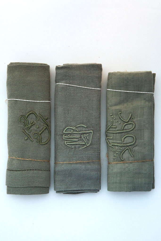 Vintage Hand Dyed Sage Napkin