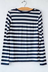 lost & found super fine navy/white stripe  slim l/s tee
