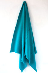 Wool Fringe Throw Turquoise