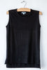 lost & found black linen sleeveless tee