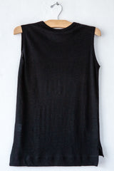 lost & found black linen sleeveless tee