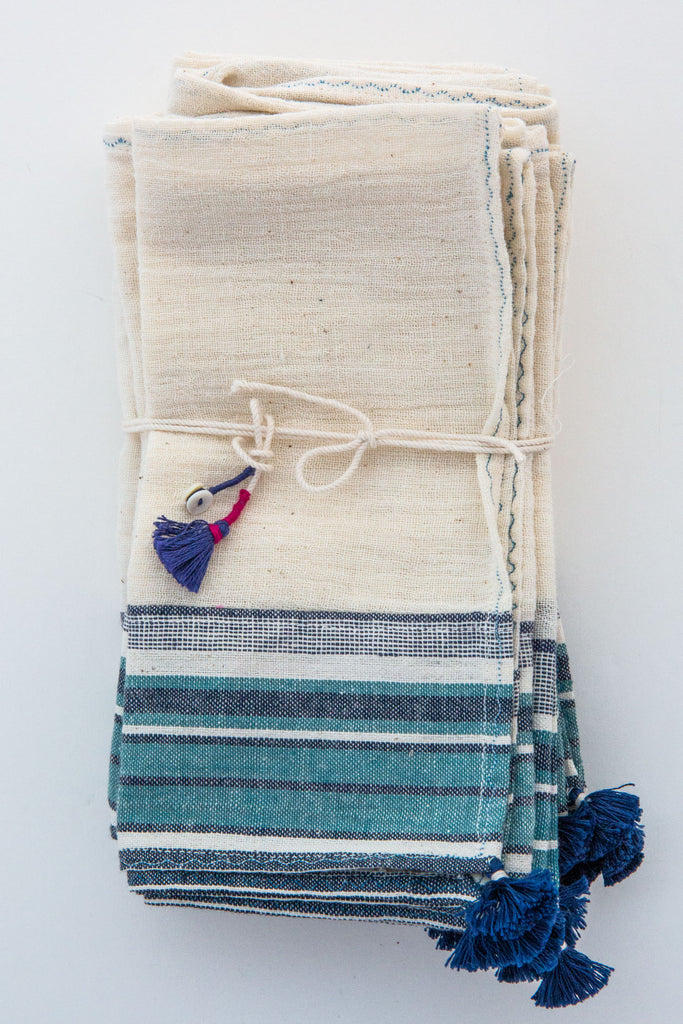 Tassel Side Stripes Napkin Set