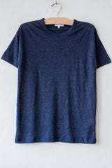 lost & found navy linen short sleeve tee