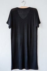 lost & found black linen short dress