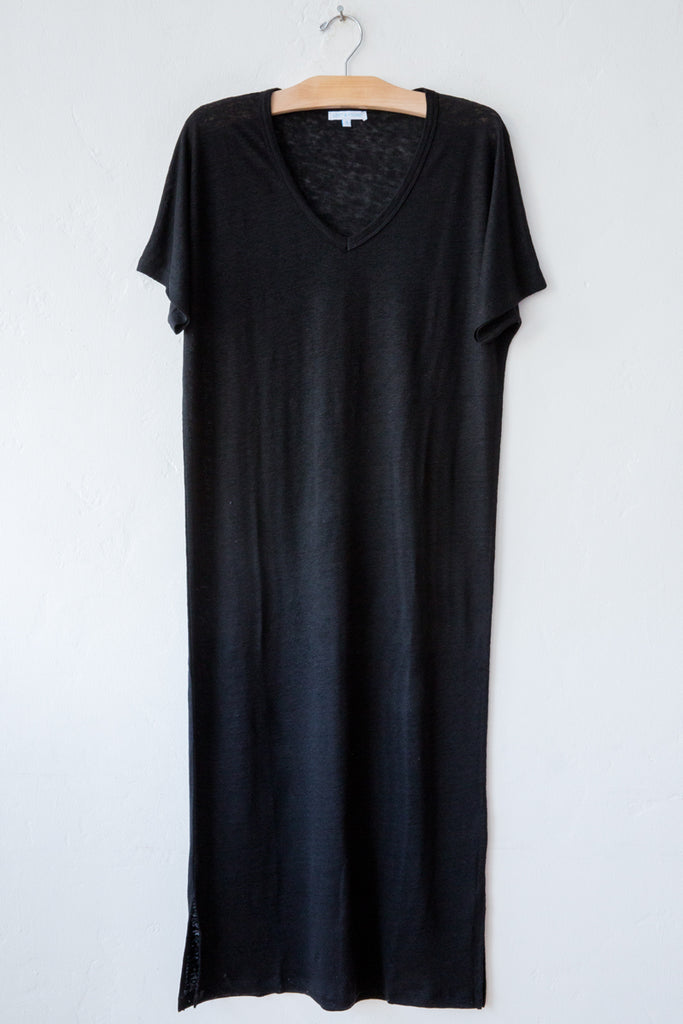 lost & found black linen long dress