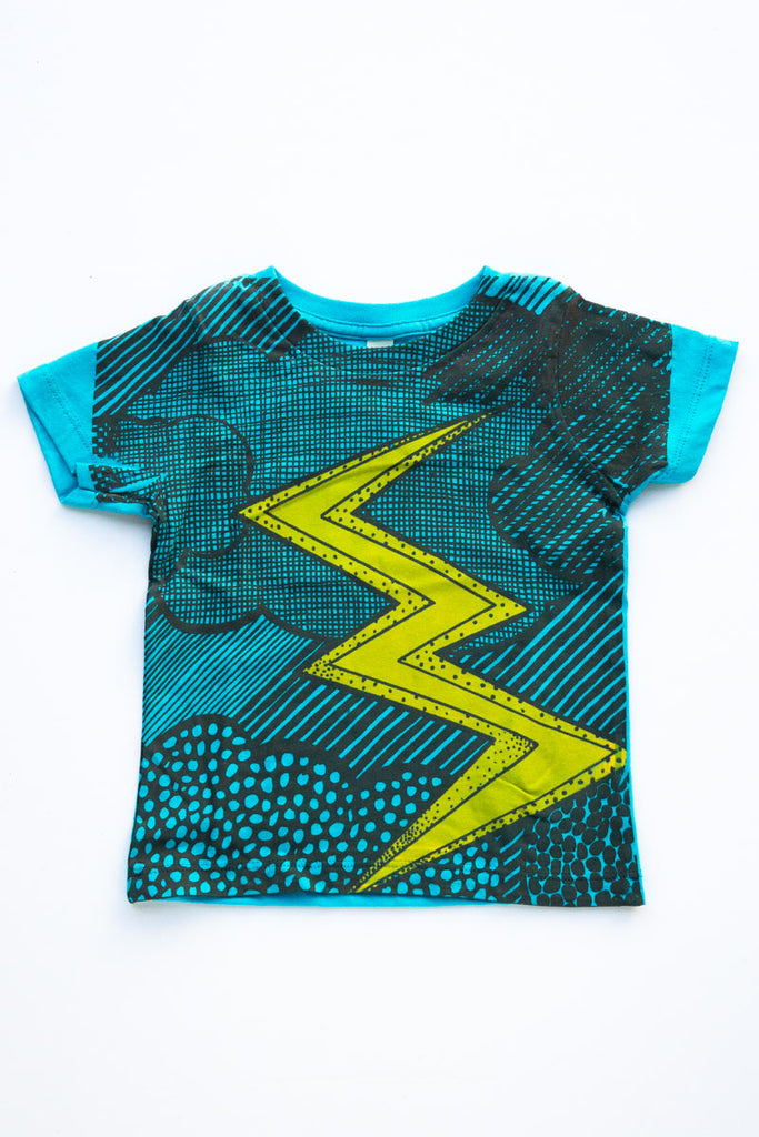 lucky fish bright blue thunderstorm tee