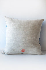 lucky fish sun day denim / linen pillow