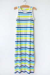 lost & found turq stripe long tank dress