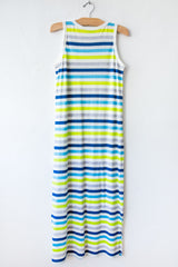 lost & found turq stripe long tank dress